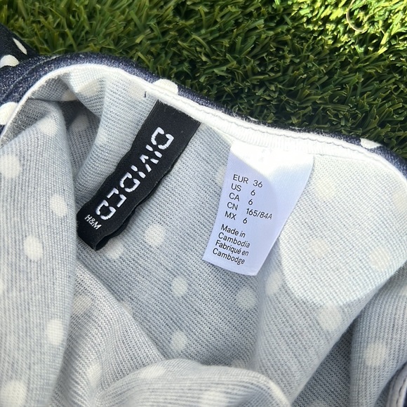 H&M Divided Stretch Navy Polka Dot Fit and Flare Mini Dress - Picture 4 of 4